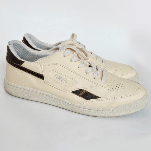 SAYE Sneakers Modelo '89 $179 Vegan Mango EU 41 US 10 W Cream Brown Low Top Eco - Picture 1 of 12